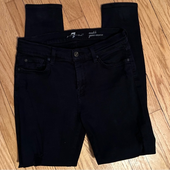 7 For All Mankind Denim - 7 For All Mankind distressed black skinny jeans